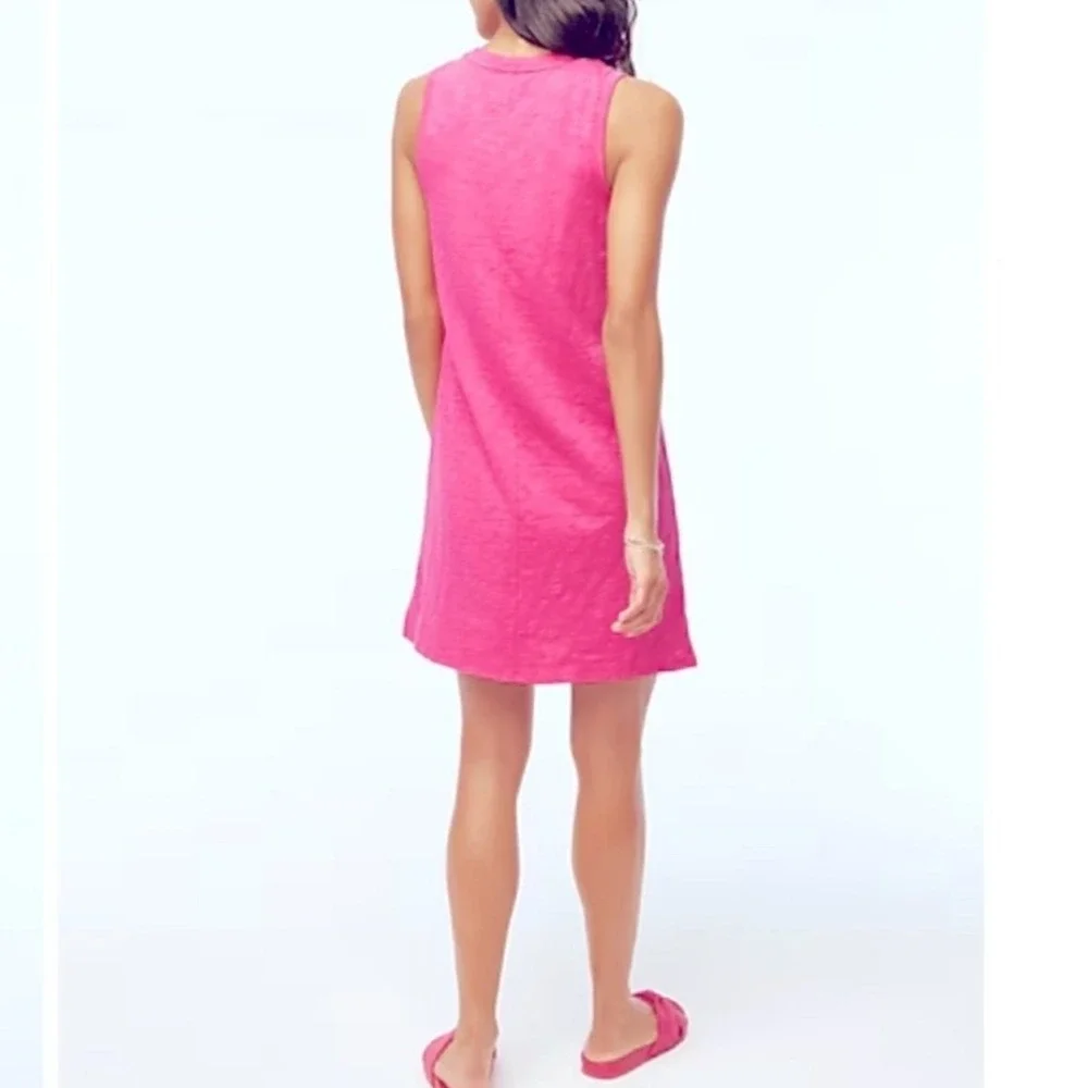 J. Crew Factory Vivid Pink Sleeveless Mini Casual Cotton‎ Tank Dress Size Small